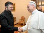 Zelensky tr&auml;ffar p&aring;ve Leo XIV inf&ouml;r fredssamtalen med Italiens Meloni