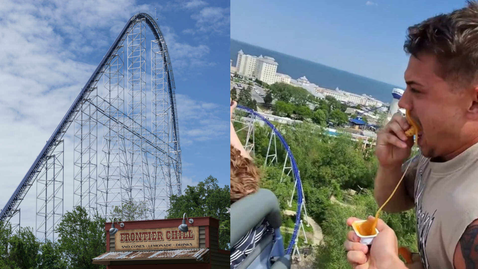 En man som åt kycklingnuggets under berg- och dalbanan vid Cedar Point har blivit livstidsavstängd från Six Flags