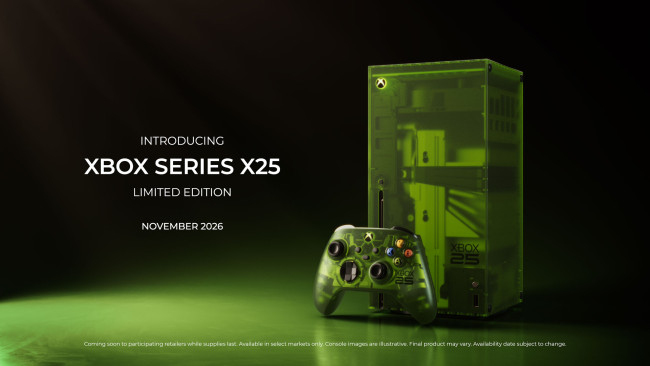 Microsoft hyllar original-Xbox med transparent grön Series X