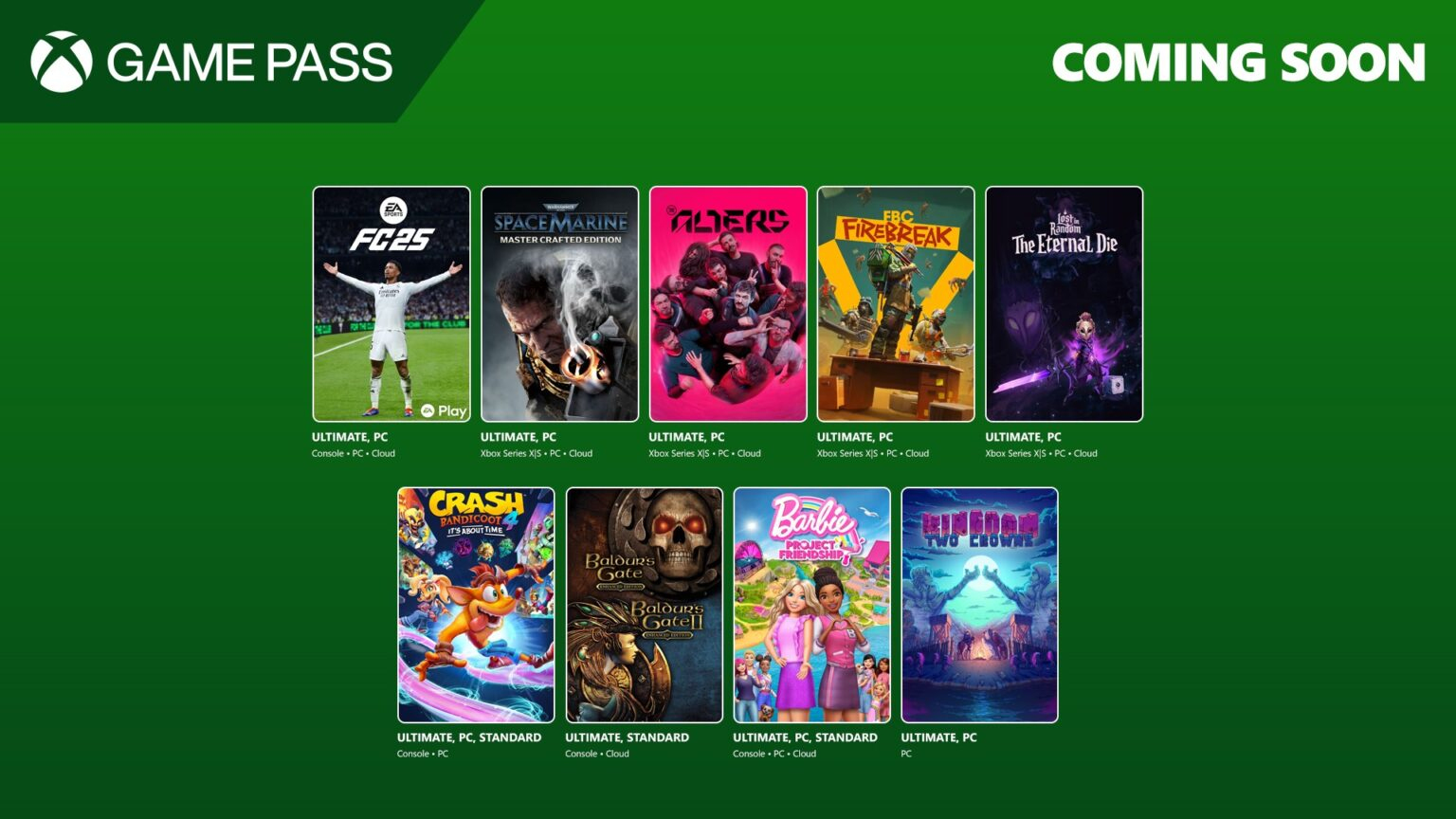 Crash Bandicoot, FC 25, Warhammer 40,000 och Remedys nya actiontitel ingår med Game Pass